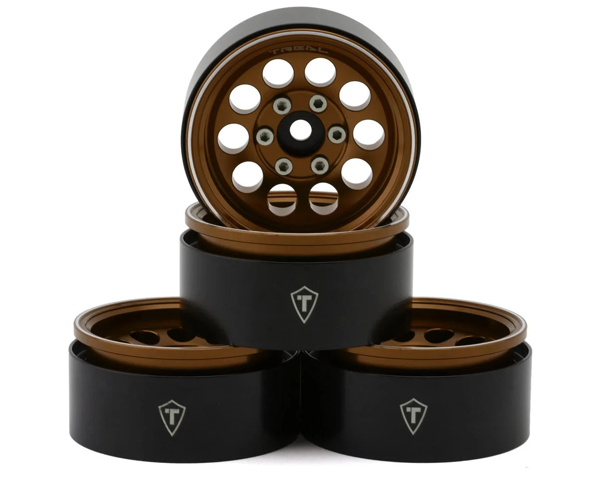 Treal Hobby 1.9" Type F 10-Hole Aluminum Crawler Beadlock Wheels (Bronze) (4) (128.6g ea)