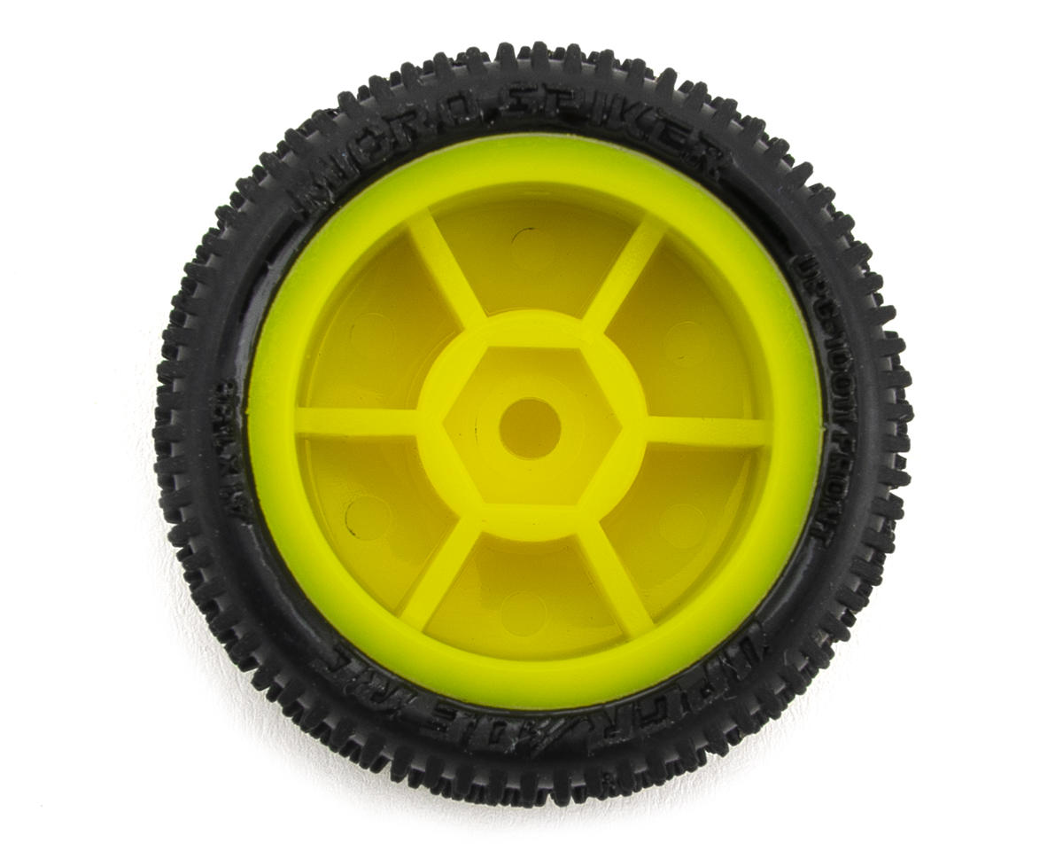 UpGrade RC Micro Spiker Pre-Mounted Front and Rear Carpet Tires for Losi® Micro-B (Yellow)