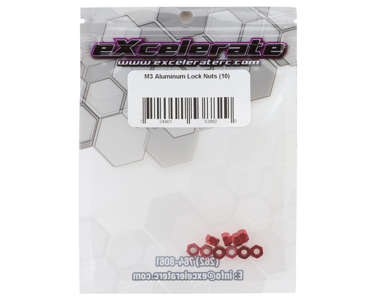 eXcelerate 3mm Aluminum Lock Nuts (Choose Color) (10)