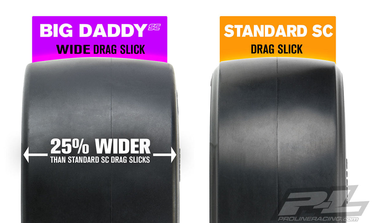 Pro-Line Big Daddy Wide Drag Slick SC 2.2"/3.0" MC Drag Racing Tires Pro-Line