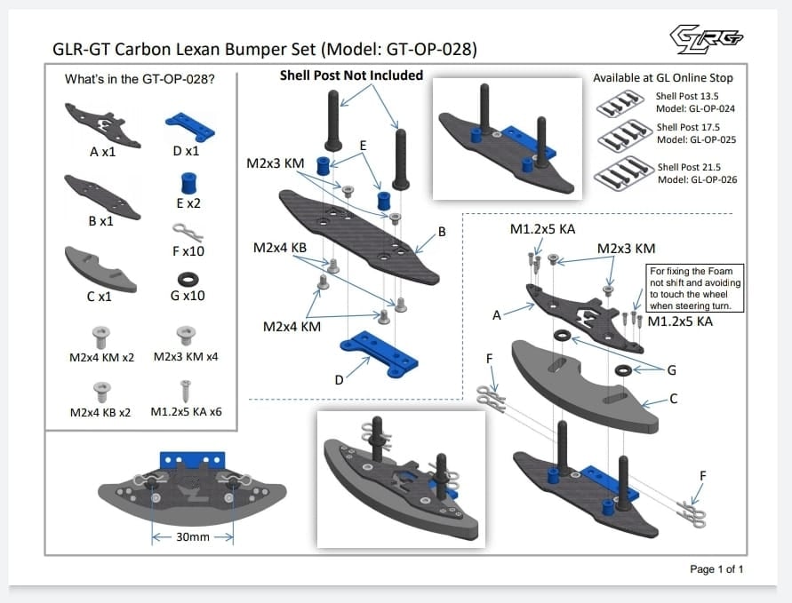 GL Racing GLR-GT Carbon Lexan Bump - Iron City RC Hobbies