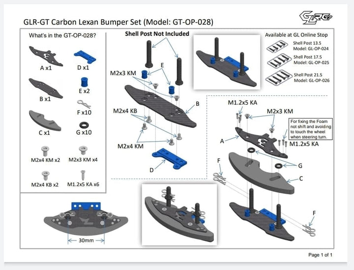 GL Racing GLR-GT Carbon Lexan Bump - Iron City RC Hobbies