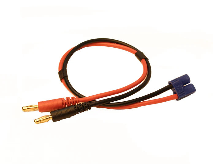 Racers Edge Charge Adapter: EC3 Device to Male 4mm Bullets-300mm Wire - Iron City RC Hobbies
