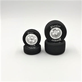 1RC FR/RR Soft Tires & Chrome Wheels, Hoosier, 1/18 Sprint (4) - Iron City RC Hobbies
