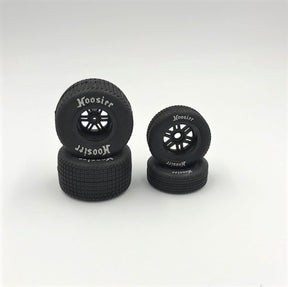 1RC FR/RR Soft Tires & Black Wheels, Hoosier, 1/18 Sprint (4) - Iron City RC Hobbies
