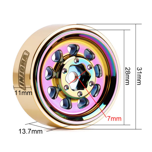 INJORA 1.0" Brass -3.75mm Offset Wheels for Micro Crawlers
