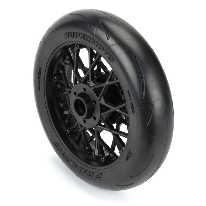 Pro-Line 1/4 Supermoto S3 Motorcycle Front Tire MTD Black (1): PROMOTO-MX - Iron City RC Hobbies