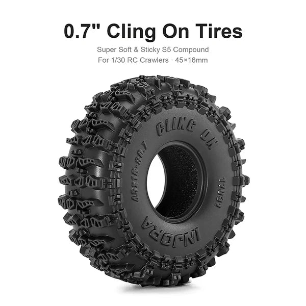 INJORA 0.7" 45*16mm Cling On Tires for 1/30 SCX30 (T7031) (4)