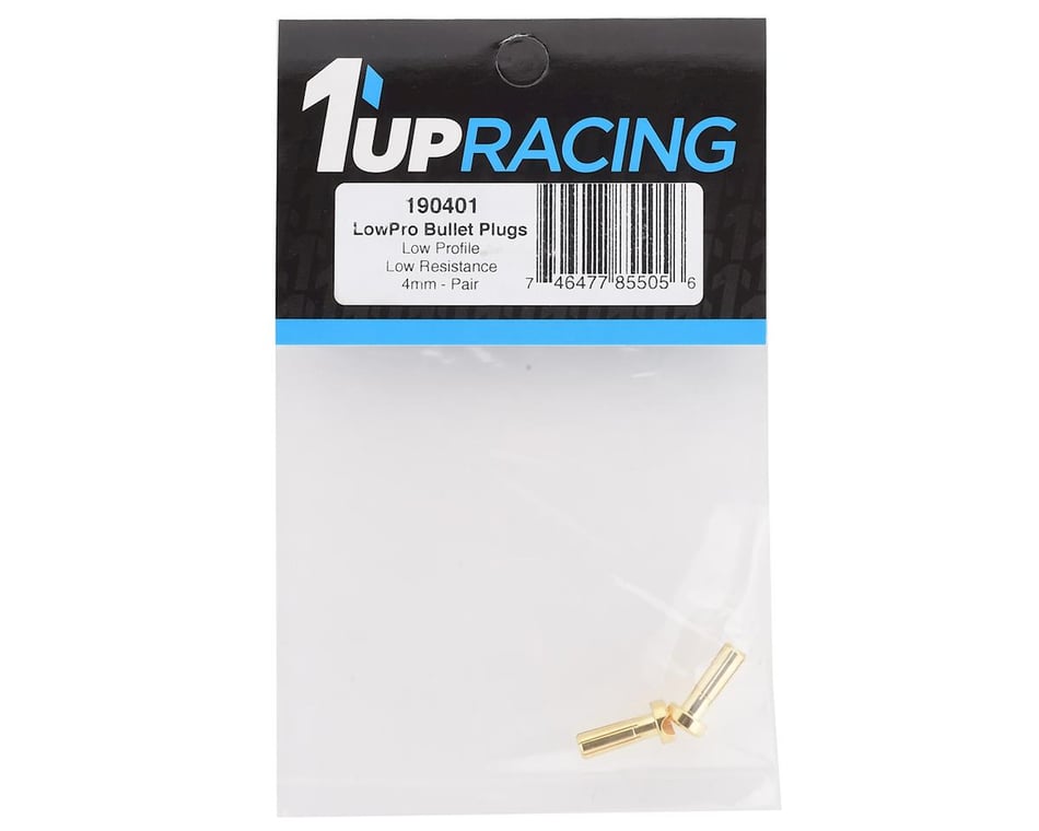 1UP Racing 4mm Low-Pro Bullet Plugs (2) - Iron City RC Hobbies