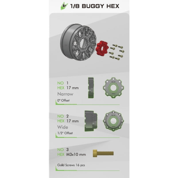Louise MFT B-Rocket Soft 1/8 Buggy Tires, 17mm Hex, 0" & 1/2" Offset, Mounted on Black Rims, (2)