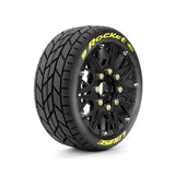 Louise MFT B-Rocket Soft 1/8 Buggy Tires, 17mm Hex, 0" & 1/2" Offset, Mounted on Black Rims, (2)