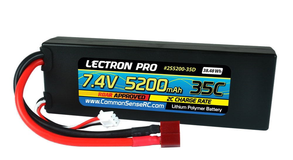 Lectron Pro 7.4V 5200mAh 35C Lipo Battery with Deans Connector