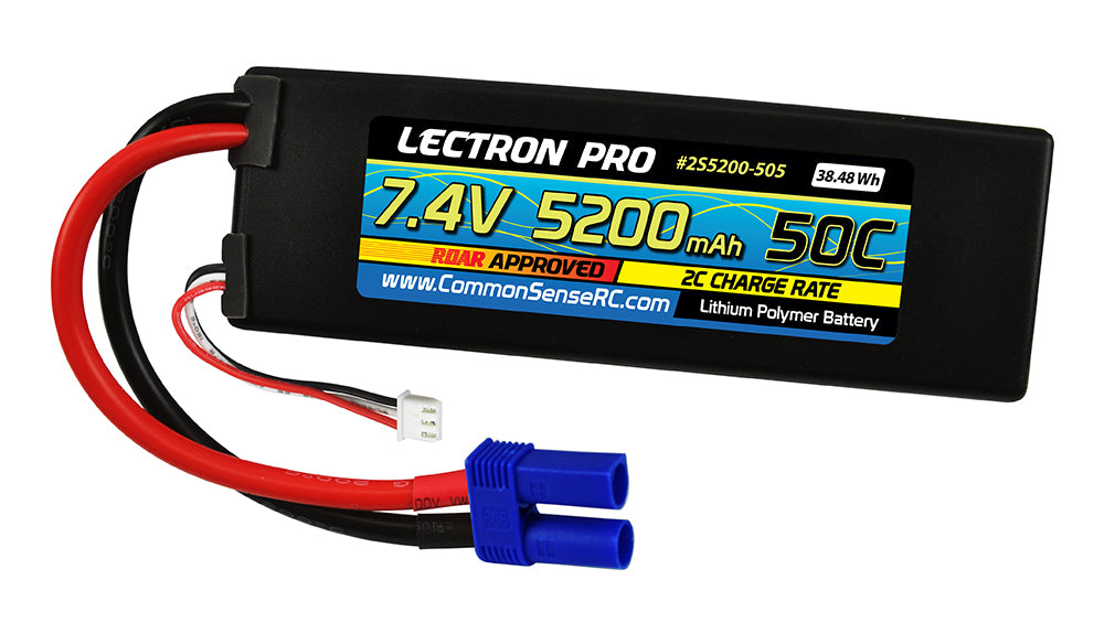 Lectron Pro 7.4V 5200mAh 50C Lipo Battery with EC5 Connector