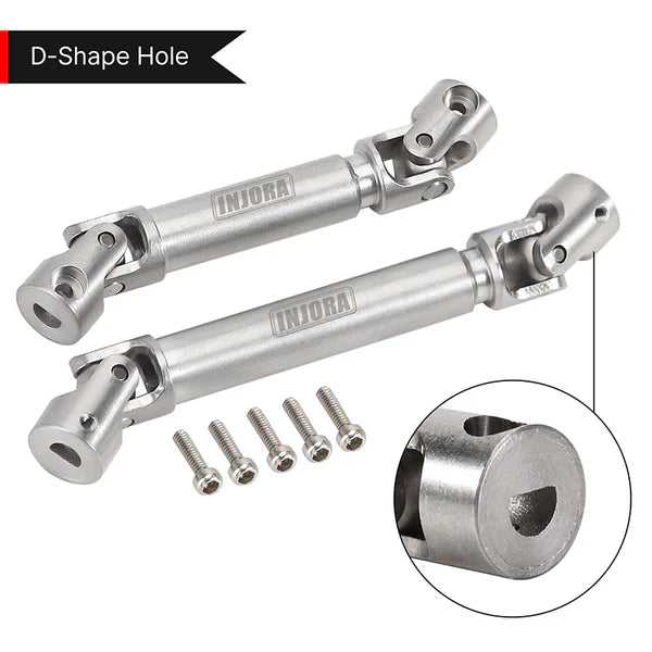 INJORA Stainless Steel Drive Shafts with D Shaped Hole for SCX24 C10 JLU Bronco Base Camp 4Runner