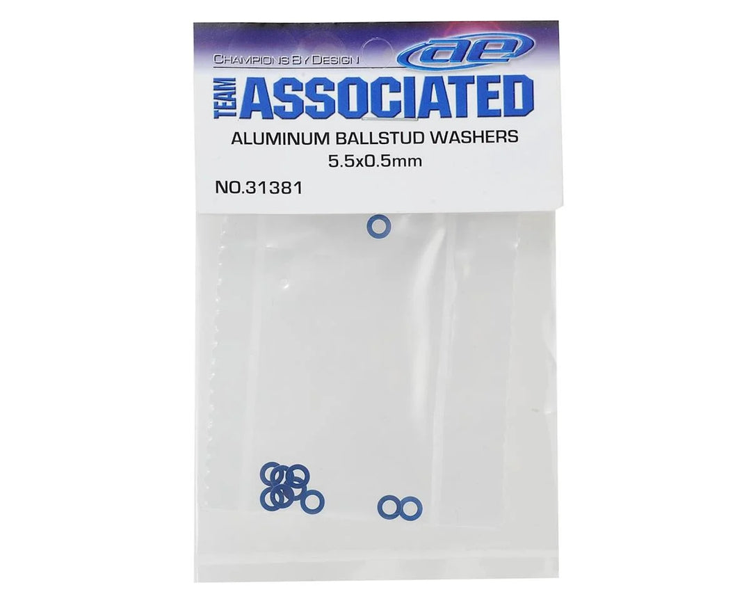 Team Associated 5.5x0.5mm Aluminum Ball Stud Washer (Blue) (10) - Iron City RC Hobbies