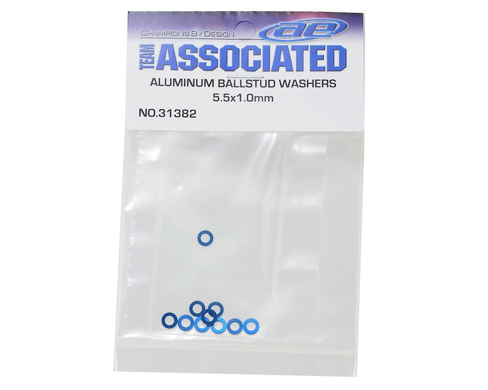 Team Associated 5.5x1.0mm Aluminum Ball Stud Washer (Blue) (10) - Iron City RC Hobbies