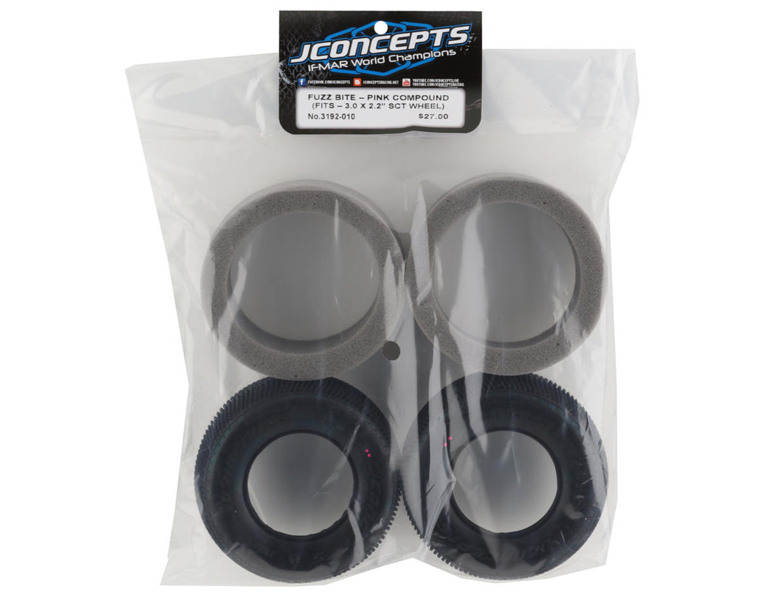 JConcepts Fuzz Bite Short Course Carpet Tires (2) (Pink) - Iron City RC Hobbies