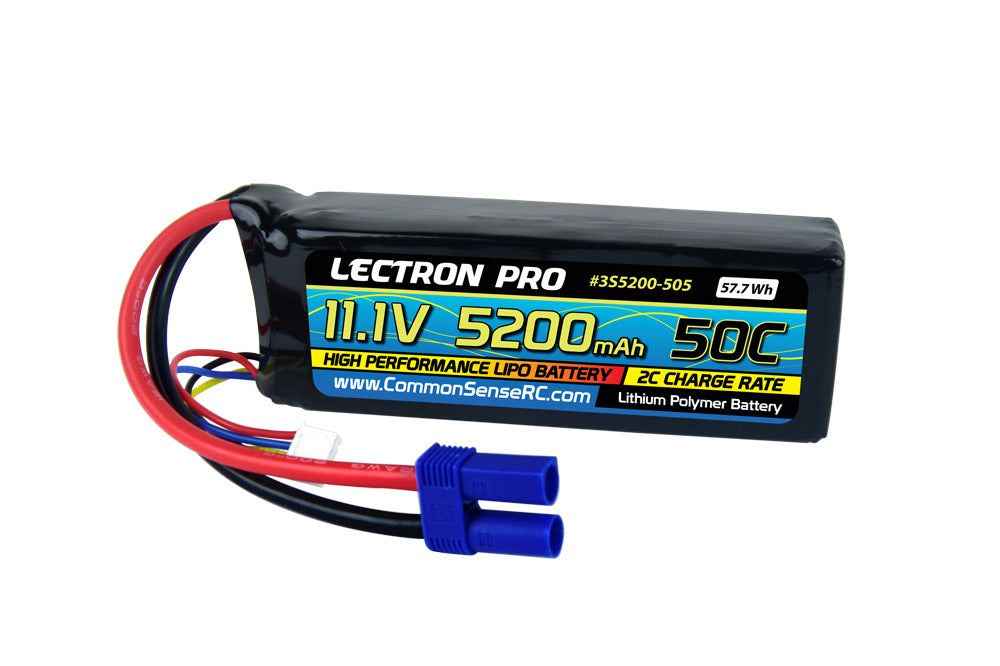 Lectron Pro 11.1V 5200mAh 50C Lipo Battery with EC5 Connector - Iron City RC Hobbies