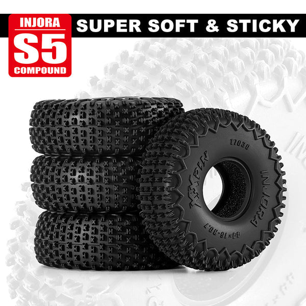 INJORA 0.7" 44*16mm XHX Pin Tires for 1/30 1/32 RC Crawlers (T7030) (4)