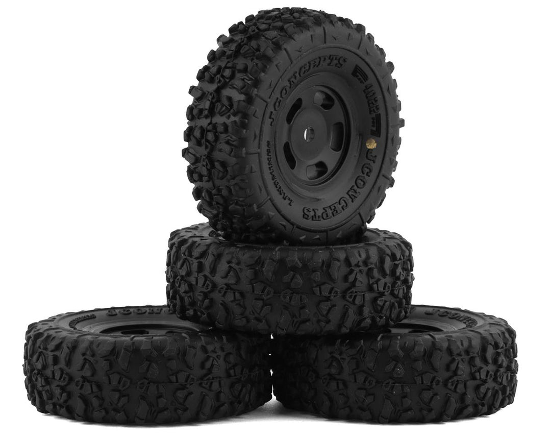 JConcepts Landmines 1.0" Pre-Mounted Tires w/Glide 5 Wheels (Black) (4) (Green) w/7mm Hex - Iron City RC Hobbies