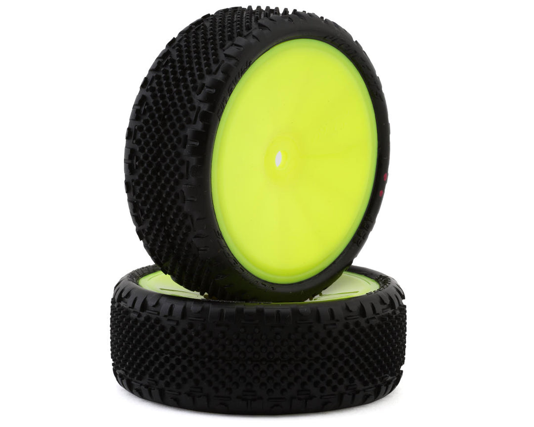 JConcepts Pin Swag LP Wide 2.2" Pre-Mounted 2WD Front Buggy Carpet Tires (Pink) (Yellow) (2) w/12mm Hex - Iron City RC Hobbies