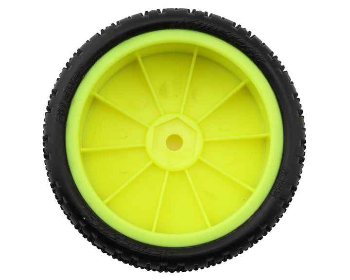 JConcepts Pin Swag LP Wide 2.2" Pre-Mounted 2WD Front Buggy Carpet Tires (Pink) (Yellow) (2) w/12mm Hex - Iron City RC Hobbies