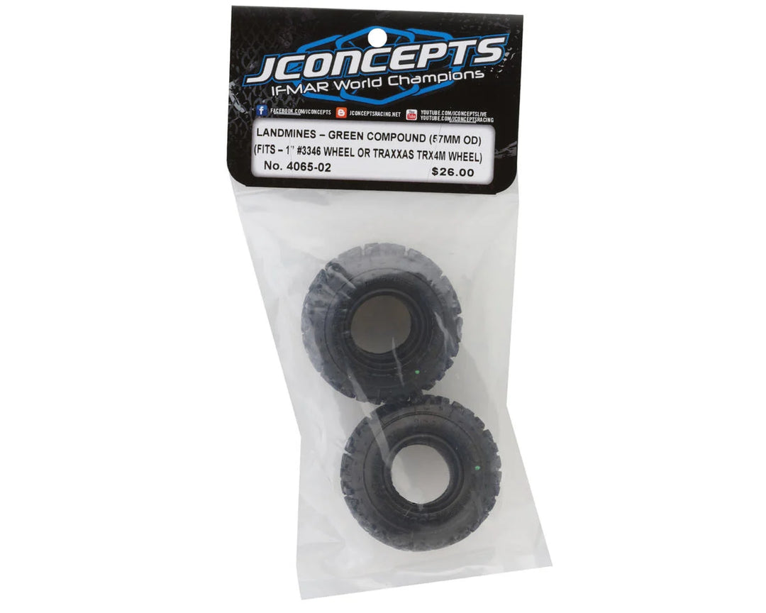JConcepts Landmines 1.0" All Terrain Crawler Tires (2) (2.25”) (Green) for Traxxas TRX-4M - Iron City RC Hobbies