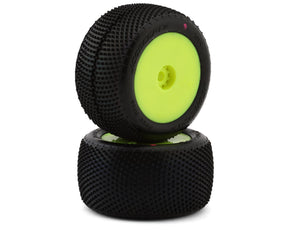JConcepts Mini-T Fuzz Bite Pre-Mounted Rear Tires (Yellow) (2) (Pink) - Iron City RC Hobbies