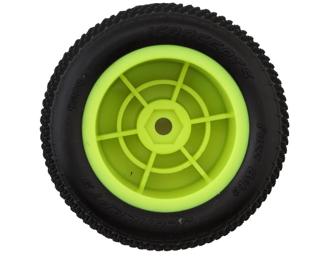 JConcepts Mini-T Fuzz Bite Pre-Mounted Rear Tires (Yellow) (2) (Pink) - Iron City RC Hobbies