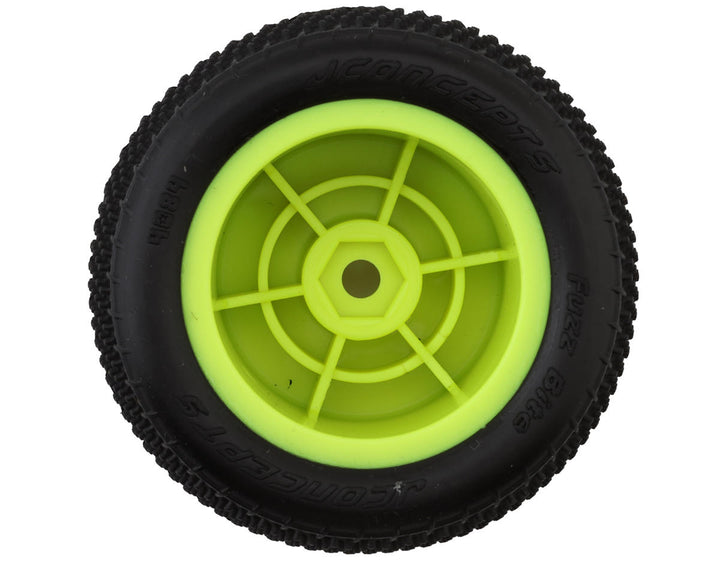 JConcepts Mini-T Fuzz Bite Pre-Mounted Rear Tires (Yellow) (2) (Pink) - Iron City RC Hobbies