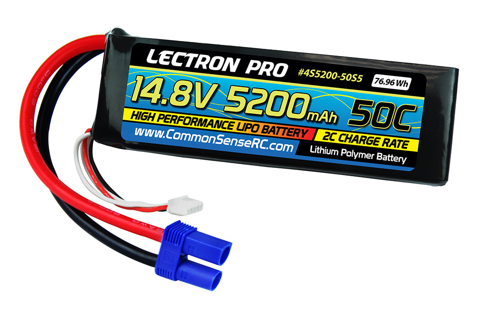 Lectron Pro 14.8V 5200mAh 50C Lipo Battery Hard Case with EC5 Connector