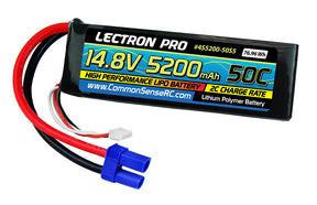 Lectron Pro 14.8V 5200mAh 50C Lipo Battery Hard Case with EC5 Connector - Iron City RC Hobbies