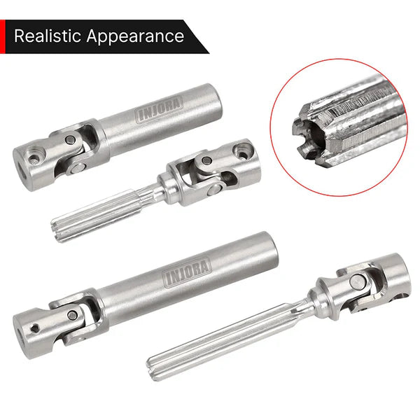 INJORA Stainless Steel Drive Shafts with D Shaped Hole for SCX24 C10 JLU Bronco Base Camp 4Runner