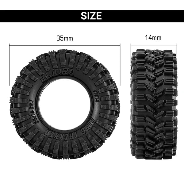 INJORA 0.7" 35*14mm King Trekker Tires for 1/30 SCX30 (T7014) (4)