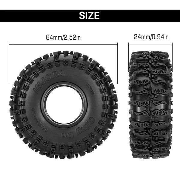 INJORA 1.0" 64*24mm Cling On Tires (T1020) (4)