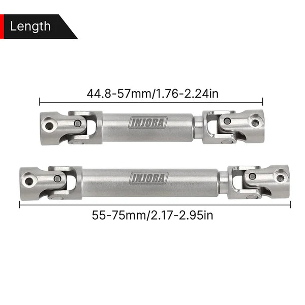 INJORA Stainless Steel Drive Shafts with D Shaped Hole for SCX24 C10 JLU Bronco Base Camp 4Runner