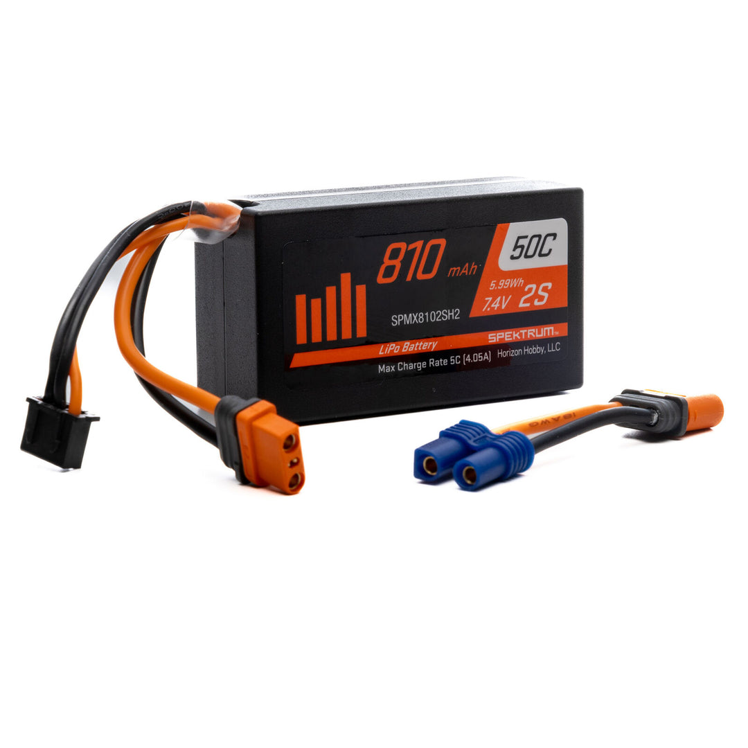 Spektrum 7.4V 810mAh 2S 50C LiPo Battery: IC2 - Iron City RC Hobbies
