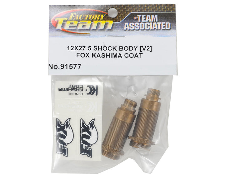 Team Associated Factory Team FOX Kashima Coated 12x27.5mm V2 Shock Body (2) (Front Truck/Buggy Rear) - Iron City RC Hobbies