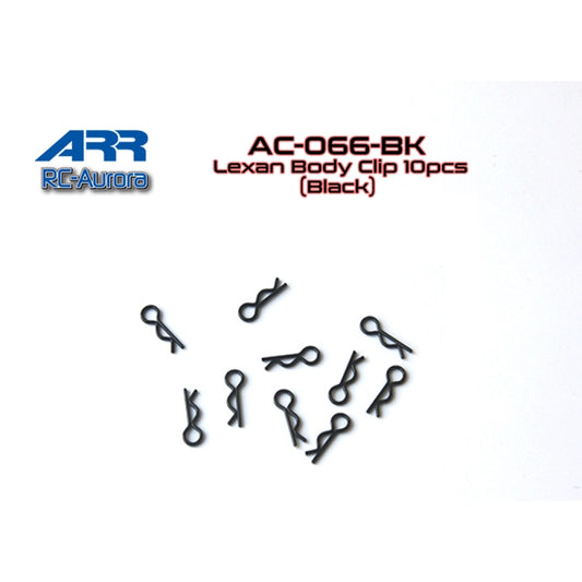 RC-Aurora ARR Lexan Body Clip 10pcs (Black) AC-066-BK
