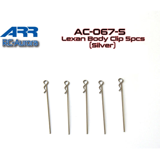 RC-Aurora ARR MINI-Z Lexan Body Clip 5pcs (Silver) #AC-067-S