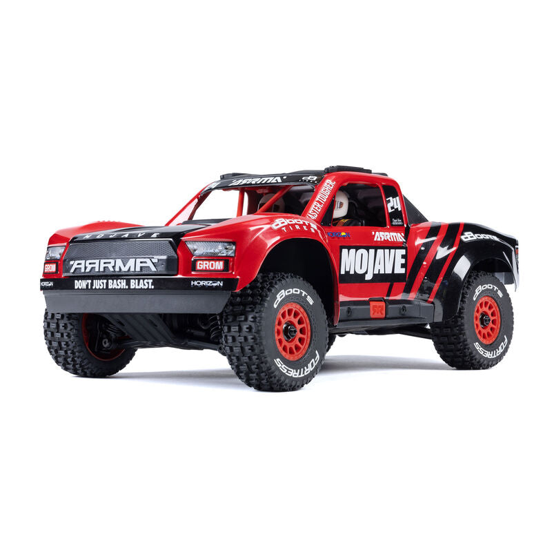 ARRMA MOJAVE GROM MEGA 380 Brushed 4X4 Small Scale Desert Truck RTR with Battery & Charger, Red/Black