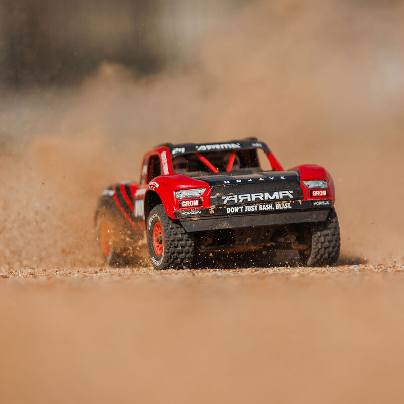 ARRMA MOJAVE GROM MEGA 380 Brushed 4X4 Small Scale Desert Truck RTR with Battery & Charger, Red/Black