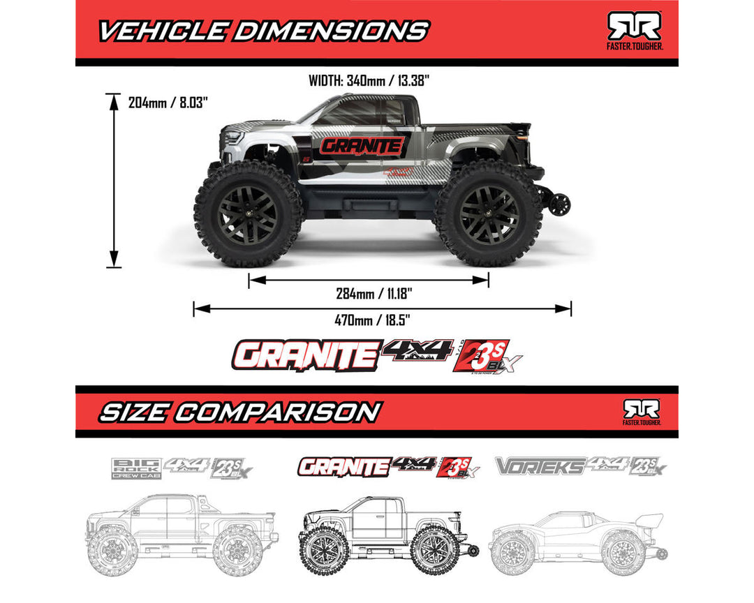 Arrma Granite 4x4 V4 223S DSC 1/10 RTR Brushless 4WD Monster Truck w/Spektrum SLT3 2.4GHz Radio - Iron City RC Hobbies