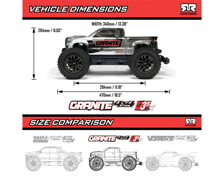 Arrma Granite 4x4 V4 223S DSC 1/10 RTR Brushless 4WD Monster Truck w/Spektrum SLT3 2.4GHz Radio - Iron City RC Hobbies