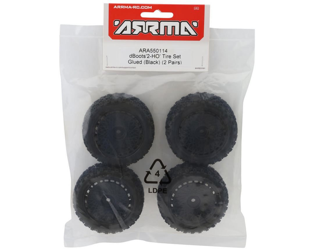 Arrma dBoots "2-HO" Pre-Mounted Tire Set (Black) (4) - Iron City RC Hobbies