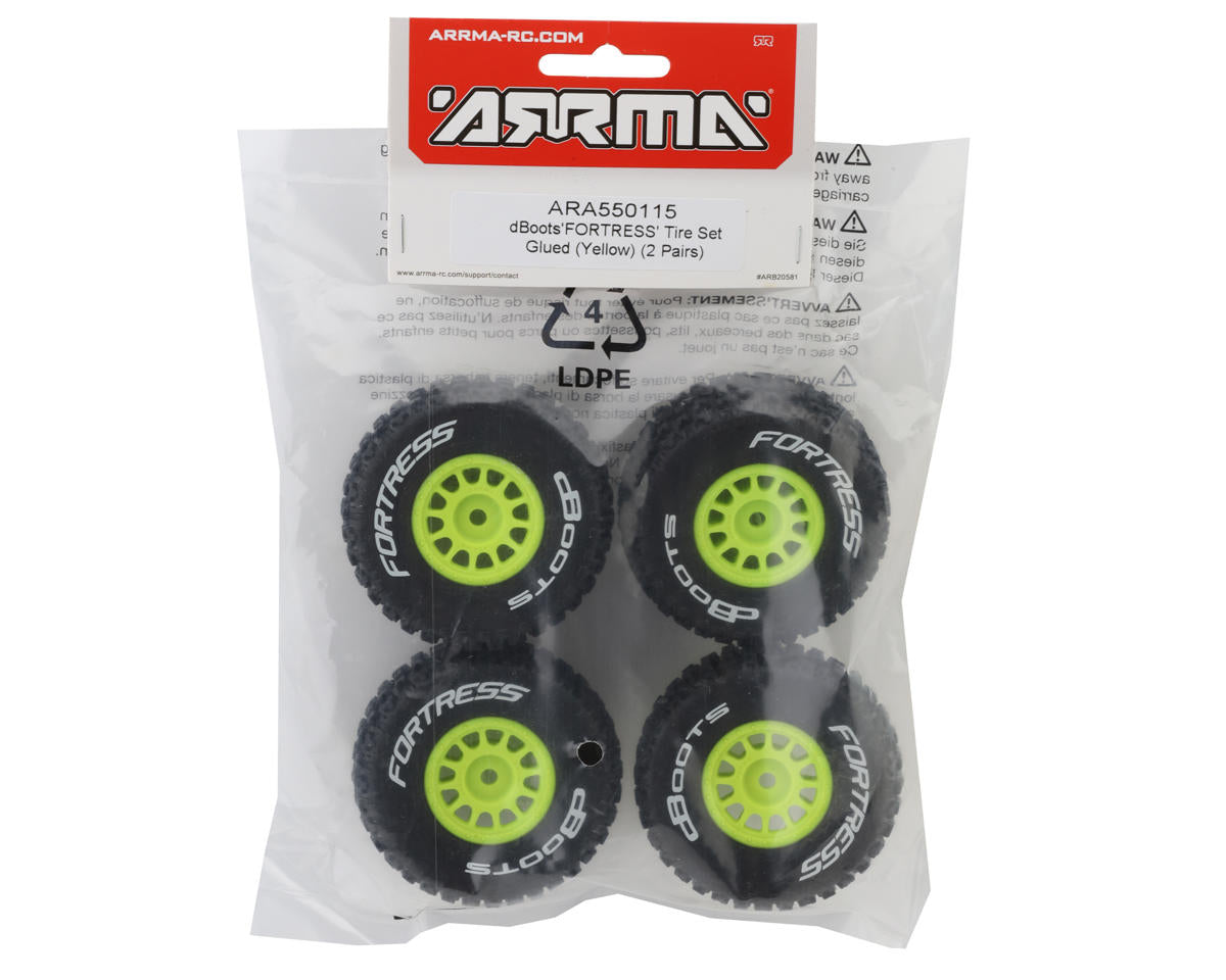 Arrma Mojave Grom dBoots 'Fortress' Pre-Mounted Tires (Yellow) (4)