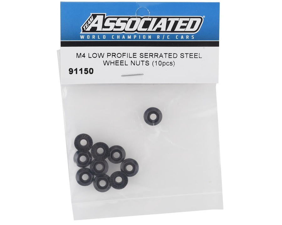 Team Associated M4 Low Profile Serrated Steel Wheel Nuts (10) - Iron City RC Hobbies