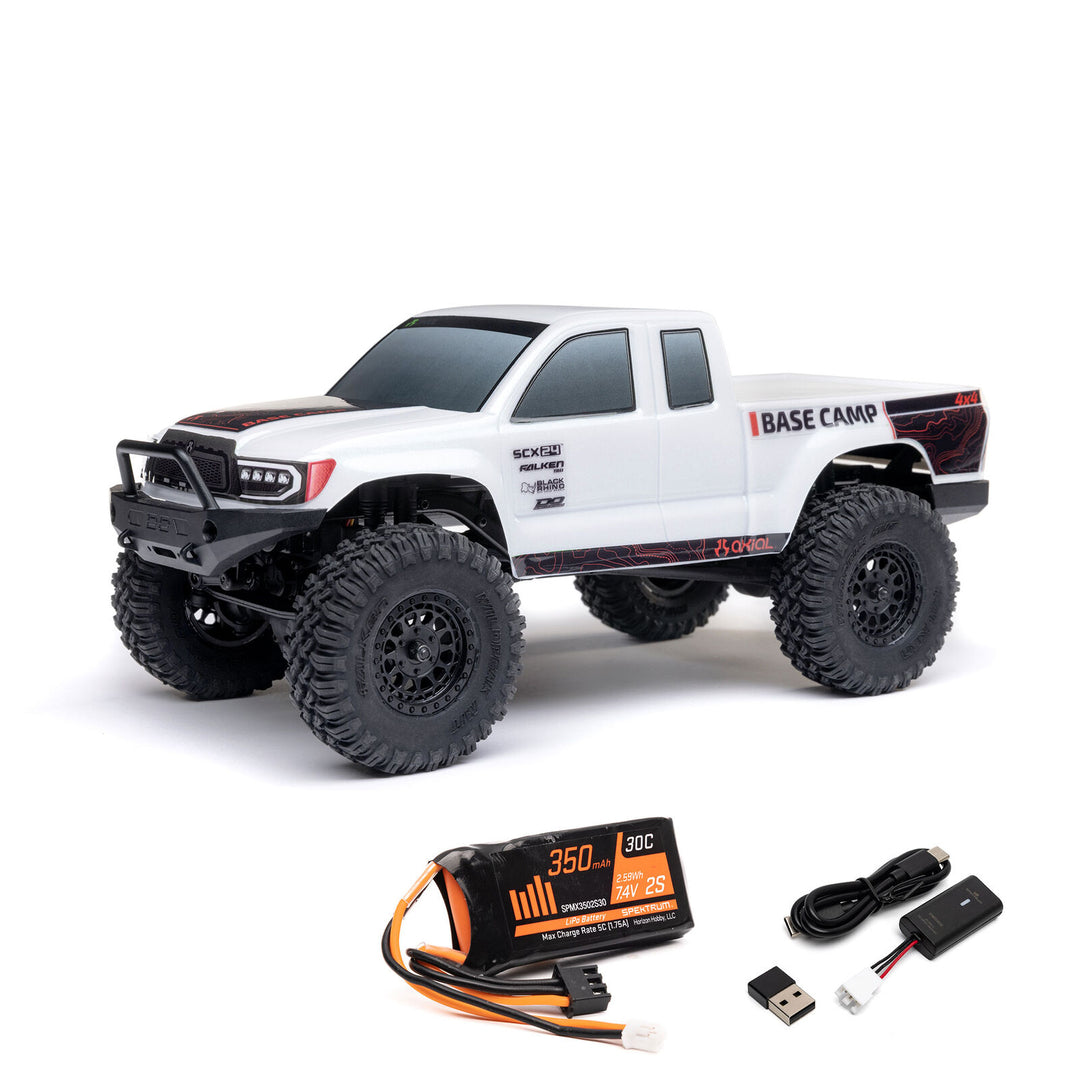 Axial 1/24 SCX24 Base Camp 4WD Rock Crawler Brushed RTR with Battery & Charger, White - Iron City RC Hobbies