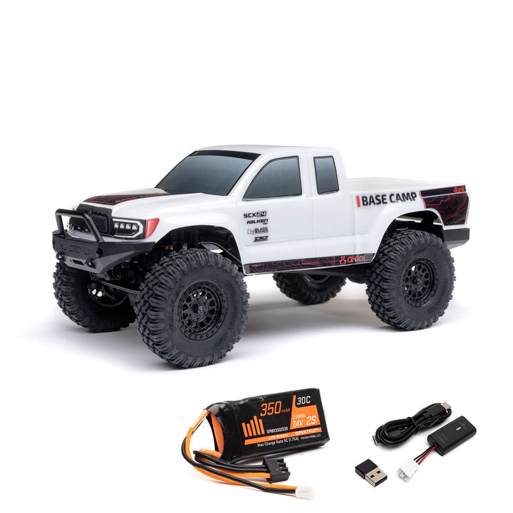 Axial 1/24 SCX24 Base Camp 4WD Rock Crawler Brushed RTR with Battery & Charger, White - Iron City RC Hobbies