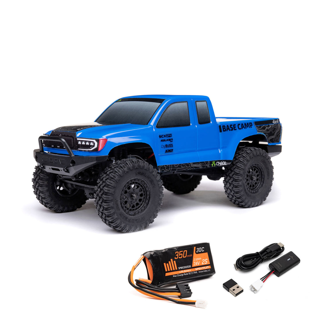 1/24 SCX24 Base Camp 4WD Rock Crawler Brushed RTR with Battery & Charger, Blue - Iron City RC Hobbies